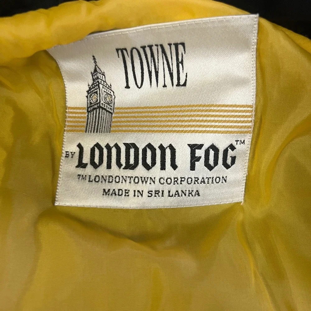 London Fog Bomber‎ Jacket Women Medium Black Vintage Towne Zip Up Lightweight